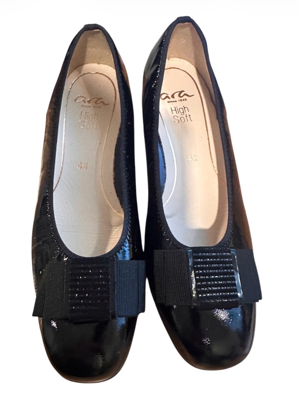 Ara Black Patent Bow Ballet Flats